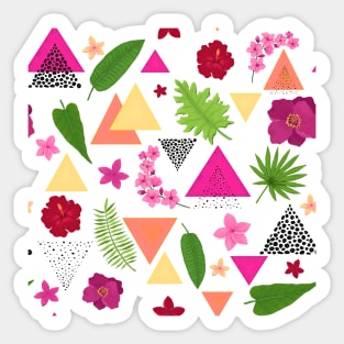 Colorful Flowers, Leaves and Triangles Sticker